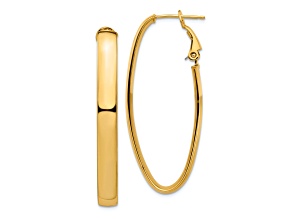 14k Yellow Gold 1 11/16" High Polished Oval Hoop Earrings