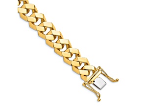14k Yellow Gold and 14k White Gold 11.5mm Hand-polished Fancy Link Bracelet