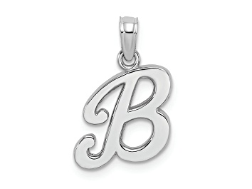 Picture of Rhodium Over 14k White Gold Polished Script Letter B Initial Pendant
