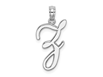Picture of Rhodium Over 14k White Gold Polished Script Letter Z Initial Pendant
