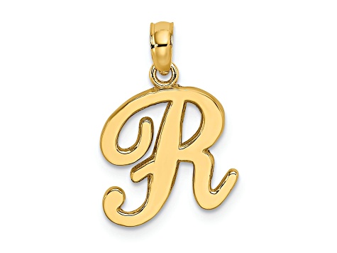 14k Yellow Gold Script Letter R Initial Pendant - 1C71QR | JTV