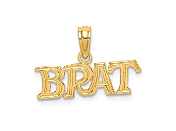 Picture of 14k Yellow Gold Polished and Textured BRAT Charm