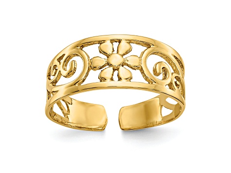 14K Yellow Gold Floral Toe Ring