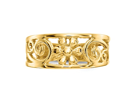 14K Yellow Gold Floral Toe Ring