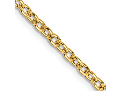 10k Yellow Gold 2.4mm Solid Round Open Link Cable 16 Inch Chain