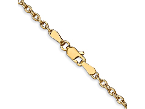 10k Yellow Gold 2.4mm Solid Round Open Link Cable 16 Inch Chain