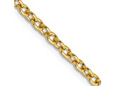 10k Yellow Gold 2.4mm Solid Round Open Link Cable 22 Inch Chain