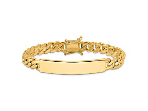 14k Yellow Gold Hand Polished Curb Link ID Bracelet - 1C7H5A | JTV