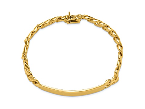 14k Yellow Gold Hand Polished Curb Link ID Bracelet - 1C7H5A | JTV