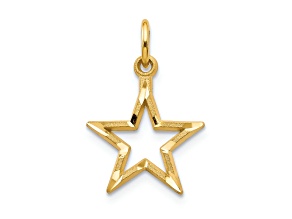 14k Yellow Gold Diamond-Cut and Satin Star Pendant