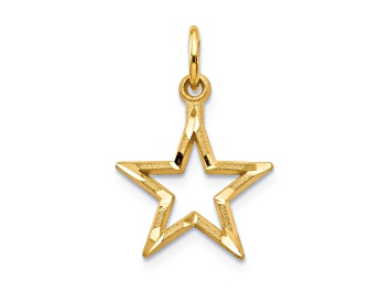 Picture of 14k Yellow Gold Diamond-Cut and Satin Star Pendant