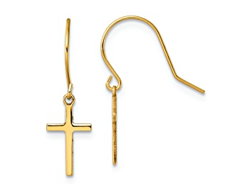 Picture of 14k Yellow Gold Cross Dangle Earrings