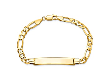 Picture of 14k Yellow Gold Flat Figaro Link ID Bracelet