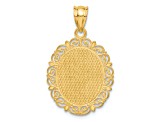 14k Yellow Gold Solid Satin, Polished and Textured Capricorn Zodiac Oval Pendant