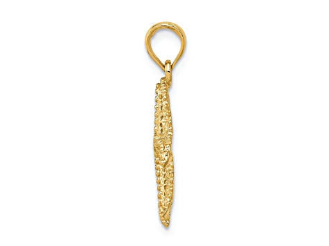 14k Yellow Gold Polished and Textured Open-Backed Starfish Pendant