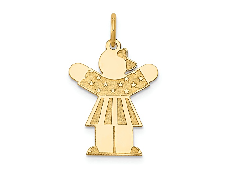 14k Yellow Gold Satin Girl with Bow Love Kid Charm