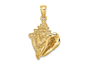 14k Yellow Gold Textured Conch Shell Charm