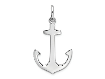 Picture of Rhodium Over 14k White Gold Polished 3D Anchor Charm