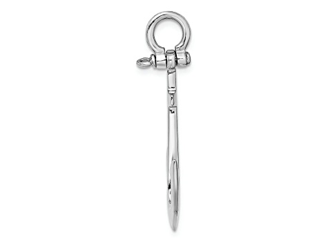 Rhodium Over 14k White Gold Polished 3D Anchor Charm