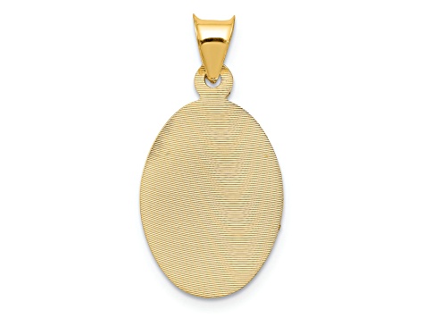 14K Yellow Gold with Rose and White Rhodium Diamond-cut Sagrado Corazon Oval Pendant