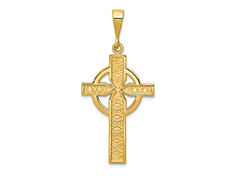 14K Yellow Gold Celtic Cross Pendant