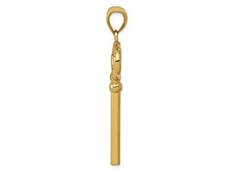14k Yellow Gold 3D Polished and Textured Key to My Heart Key Pendant