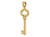 14k Yellow Gold 3D Polished and Textured Key to My Heart Key Pendant