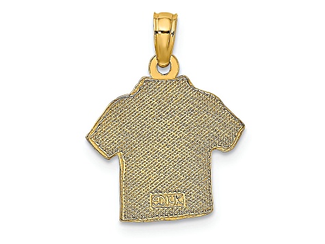 14k Yellow Gold Polished and Textured Hawaiian Pineapple Style Shirt Charm