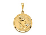 14k Yellow Gold Textured Praying Hands and Serenity Prayer Pendant