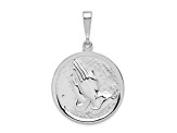 Rhodium Over 14k White Gold Textured Praying Hands and Serenity Prayer Pendant