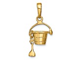 14k Yellow Gold 3D Beach Bucket with Shovel pendant