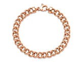 14k Rose Gold 8mm Polished and Textured Fancy Link Bracelet