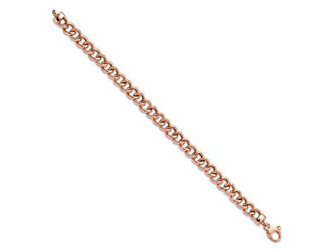 14k Rose Gold 8mm Polished and Textured Fancy Link Bracelet