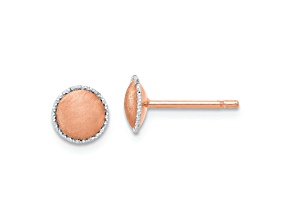14K Rose Gold 7mm Brushed and Diamond-cut Stud Earrings