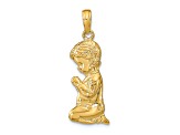 14k Yellow Gold Textured Praying Boy Pendant