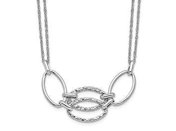 Picture of Rhodium Over 14k White Gold Polished and Textured Double Strand Fancy Link 17.5 Inch Necklace