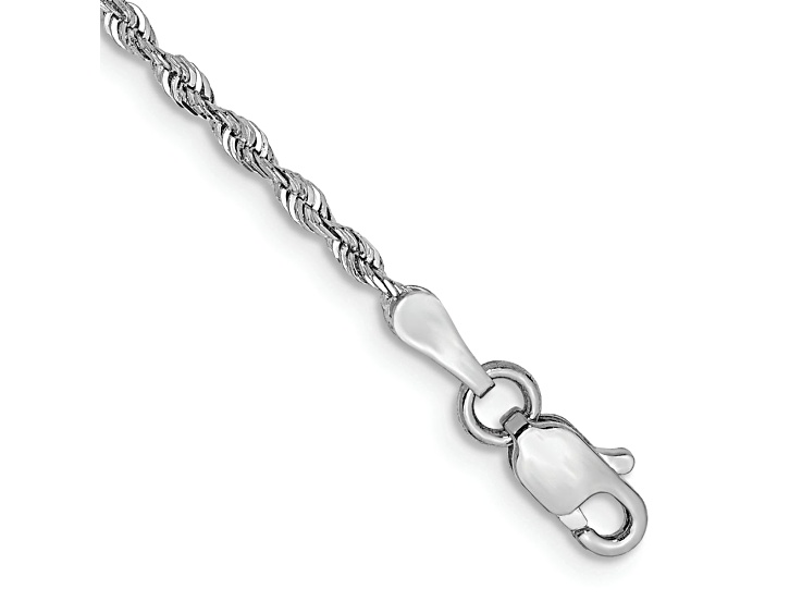 Rhodium Over 10k White Gold 1.85mm Diamond-Cut Quadruple Rope Link Bracelet