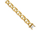 14k Yellow Gold and 14k White Gold 12.5mm Hand-polished Mariner Link Bracelet