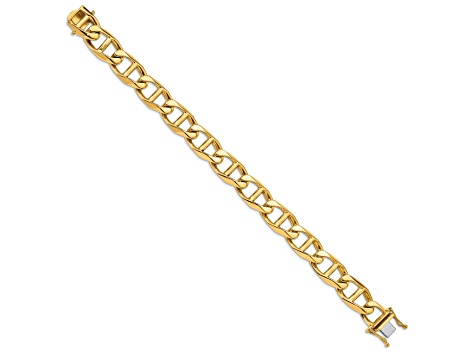 14k Yellow Gold and 14k White Gold 12.5mm Hand-polished Mariner Link Bracelet