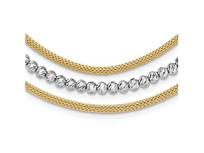 14K Two-tone Polished and Diamond-cut Layered Plus 2-inch Ext. Necklace