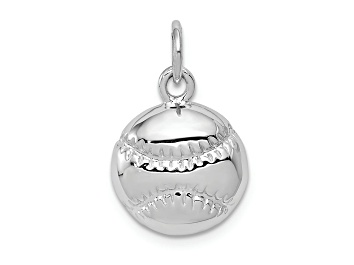 Picture of Rhodium Over 14k White Gold Textured Baseball Charm