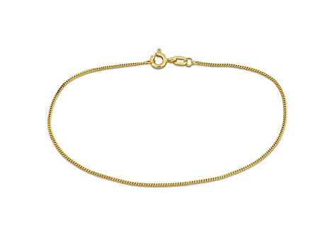 14K Yellow Gold 1mm Flat Curb Bracelet