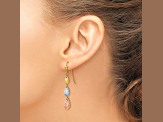 14k Tri-color Gold Puff Diamond-Cut Teardrop Dangle Earrings