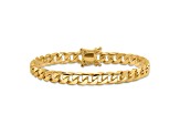14K Yellow Gold 7.5mm Hand-Polished Flat Beveled Curb Chain Bracelet