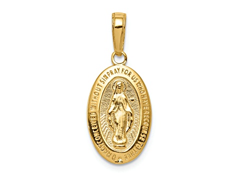 14K Yellow Gold Miraculous Medal Pendant