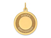 14k Yellow Gold Textured Happy Anniversary Charm Pendant