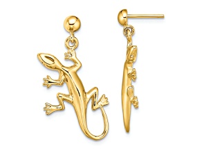 14K Yellow Gold Polished Gecko Dangle Earrings