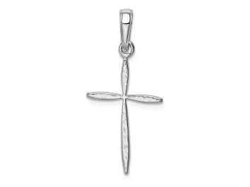 Picture of Rhodium Over 14k White Gold Polished Cross with Tapered Ends Pendant