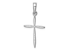 Rhodium Over 14k White Gold Polished Cross with Tapered Ends Pendant