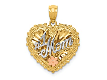 Picture of 14K Tri-color Polished Number 1 MOM Shadowbox Pendant